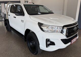 2019 Toyota Hilux GUN126R SR Double Cab White 6 Speed Sports Automatic Cab Chassis.