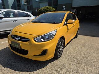 2016 Hyundai Accent RB4 MY17 Active Yellow 6 Speed CVT Auto Sequential Hatchback.