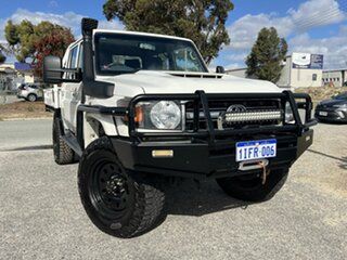 2019 Toyota Landcruiser VDJ79R MY18 Workmate (4x4) White 5 Speed Manual Double Cab Chassis.