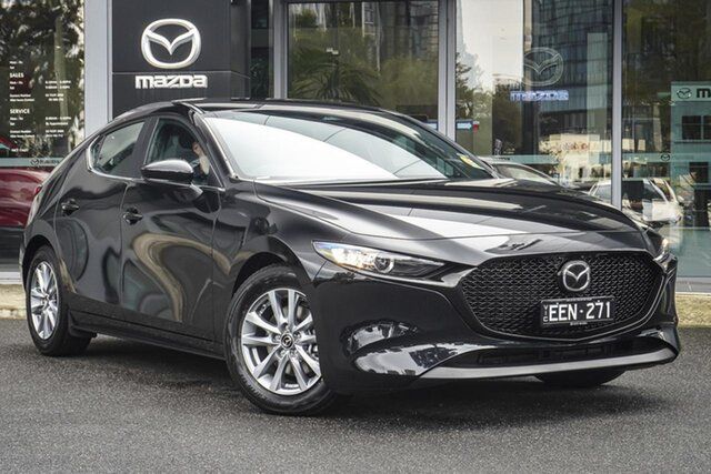 Demo Mazda 3 BP2H7A G20 SKYACTIV-Drive Pure South Melbourne, 2026 Mazda 3 BP2H7A G20 SKYACTIV-Drive Pure Jet Black 6 Speed Sports Automatic Hatchback