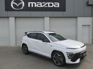 2023 Hyundai Kona OS.V5 MY23 N-Line D-CT AWD White 7 Speed Sports Automatic Dual Clutch Wagon.