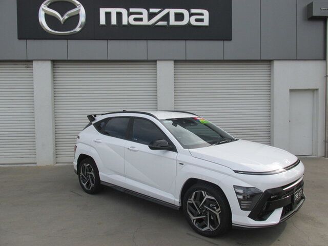 Used Hyundai Kona OS.V5 MY23 N-Line D-CT AWD Bendigo, 2023 Hyundai Kona OS.V5 MY23 N-Line D-CT AWD White 7 Speed Sports Automatic Dual Clutch Wagon