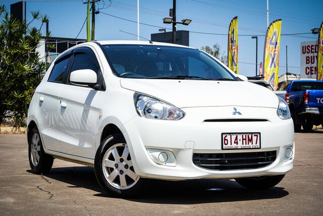 Used Mitsubishi Mirage LA MY14 ES Bundamba, 2013 Mitsubishi Mirage LA MY14 ES White 1 Speed Constant Variable Hatchback