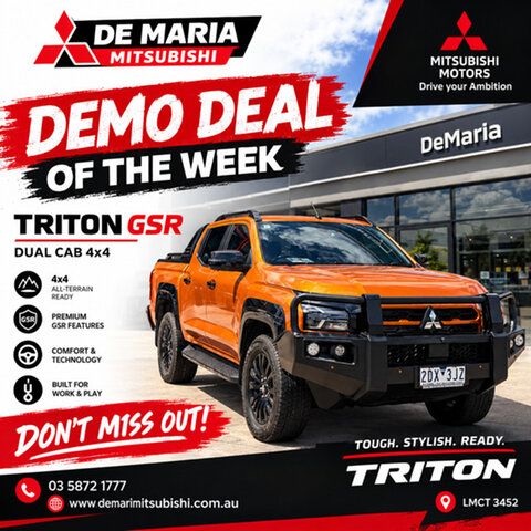 Demo Mitsubishi Triton MV GSR Cobram, 2025 Mitsubishi Triton MV GSR Orange Automatic Dual Cab