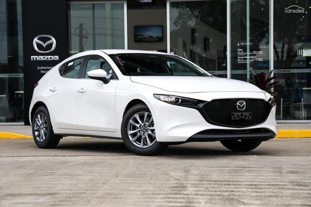 New Mazda 3 BP2H7A G20 SKYACTIV-Drive Pure Kirrawee, 2026 Mazda 3 BP2H7A G20 SKYACTIV-Drive Pure Snowflake White Pearl 6 Speed Sports Automatic Hatchback