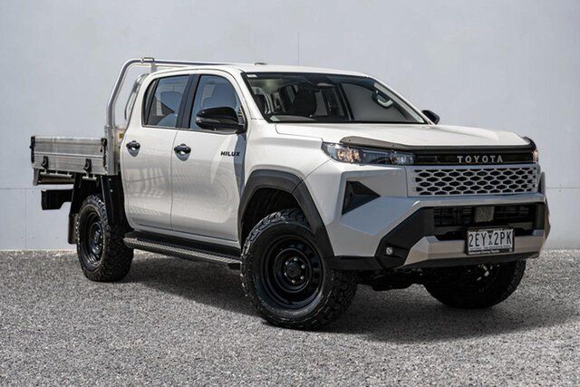 Used Toyota Hilux GUN227R SR Double Cab 48V Keysborough, 2025 Toyota Hilux GUN227R SR Double Cab 48V White 6 Speed Sports Automatic Cab Chassis